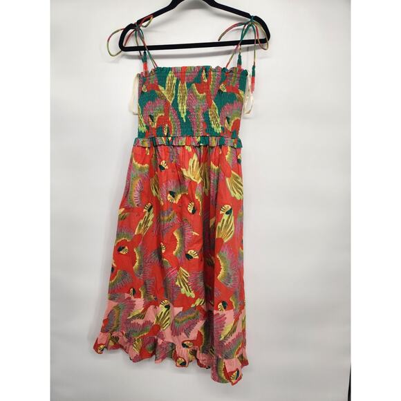 NWT Farm Rio x Anthropologie Smocked Cover-Up Midi Dress Size S #NC414 - Picture 2 of 10